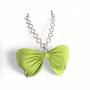 Edikted lime green strapless top with gold chain detail Size M edgy #festival